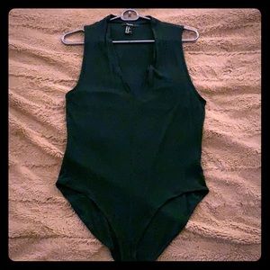 Hunter Green V Neck Body Suit